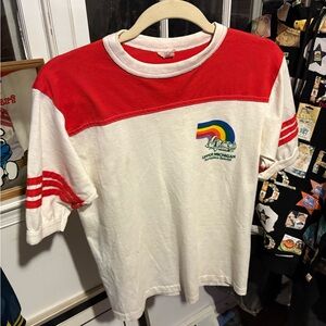 Alo Yoga Red and White Top